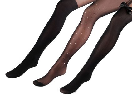 Dámské punčocháče různě zdobené (Balení 1 ks, Varianta 1 černá)