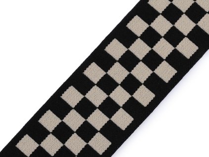Pruženka měkká šíře 40 mm káro (Balení 1 m, Varianta 1 černá béžová)