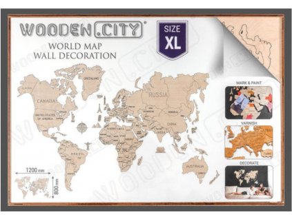Dřevěná mapa světa XL 120x80cm