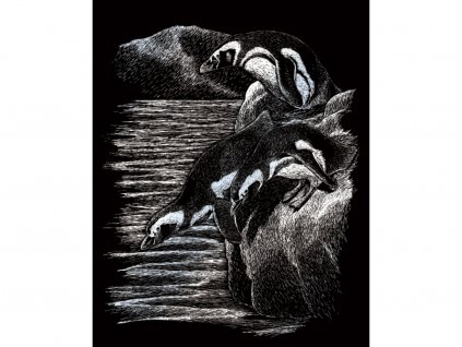 ROYAL and LANGNICKEL Stříbrný vyškrabovací obrázek - Tučňáci