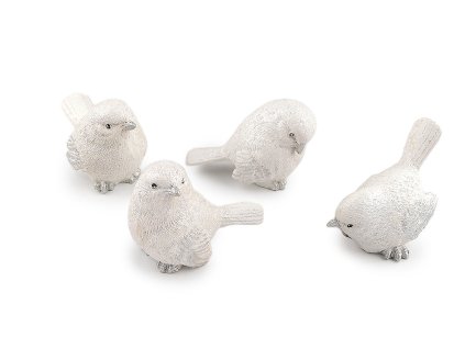 Dekorace ptáček s glitry (Balení 1 ks, Varianta 5 bílá glitry)