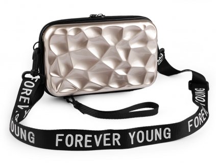 Dámská skořepinová kabelka / pouzdro crossbody s popruhem 18x11 cm (Balení 1 ks, Varianta 1 stříbrnobéžová metalic)