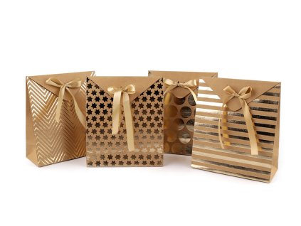 Dárková krabička s mašlí (Balení 2 ks, Varianta 1 hnědá přírodní hvězdy)