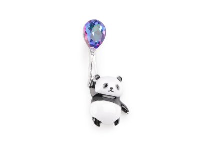 Brož s broušeným kamenem panda (Balení 1 ks, Varianta bílá)