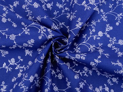 Bavlněná látka květy (Balení 1 m, Varianta 4 (62) modrá tmavá)