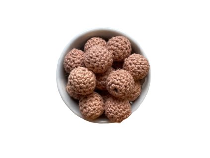 Háčkované korálky (2ks) - pr.20mm - camel (č.29)