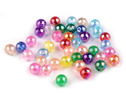 Plastové korálky s AB efektem Ø6 a 8 mm (Balení 10 g, Varianta 1 (Ø6 mm) mix)