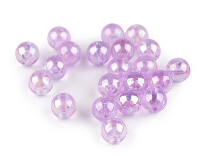 Plastové korálky s AB efektem Ø10 mm (Balení 10 g, Varianta 1 transparent)