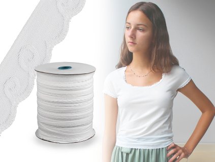 Pruženka jemná lemovací zdobená šíře 11 mm (Balení 1 m, Varianta 1 Off White)