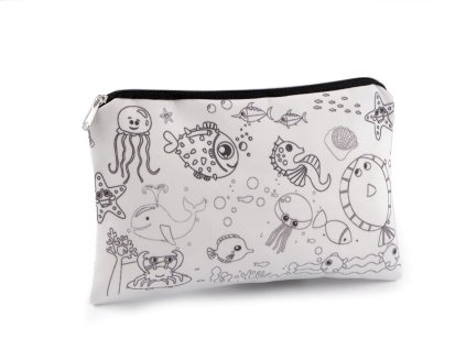 Textilní pouzdro se zipem k domalování 13x22 cm (Balení 1 ks, Varianta 1 Off White dinosaurus)