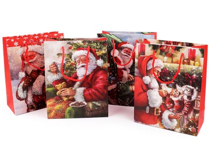 Vánoční dárková taška s glitry (Balení 3 ks, Varianta 2 červená)