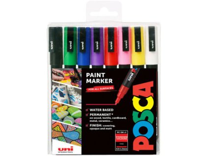 Sada akrylových fixů Uni Posca 0,9-1 (Barva ,3mm 8ks základní)