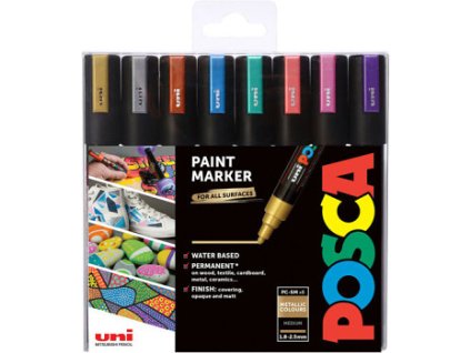 Sada akrylových fixů Uni Posca 1,8-2 (Barva ,5mm 8ks metalické)