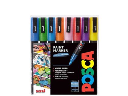 Sada akrylových fixů Uni Posca 0,9-1 (Barva ,3mm 8ks třpytivé)