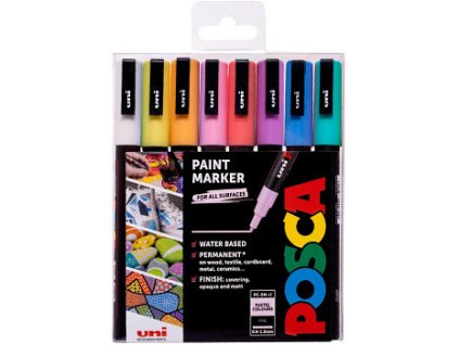 Sada akrylových fixů Uni Posca 0,9-1 (Barva ,3mm 8ks pastelové)