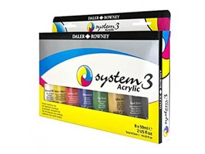 Sada akrylových barev Daler-Rowney System 3 8x59ml (Barva Rowney System 3 8x59ml)