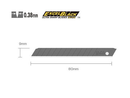 Náhradní čepele 9mm Olfa ASBB-10 Excel Black (Barva Excel Black)