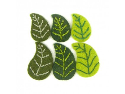 Plstěné lístky z přírodní vlny - 6 (Barva ks)