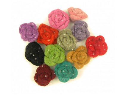Plstěné růžičky 3D - 12 (Barva ks)