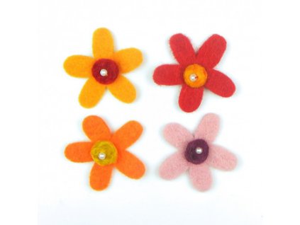 Plstěné kytičky úzké – 4 (Barva ks)