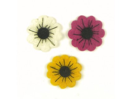 Plstěné kytičky barevné – 3 (Barva ks)
