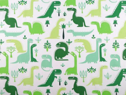 Bavlněná látka / plátno dinosaurus (Balení 1 m, Varianta zelená)