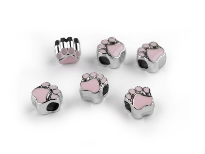Plastové korálky s velkým průvlekem tlapka 11x11 mm (Balení 6 ks, Varianta 1 krémová světlá)