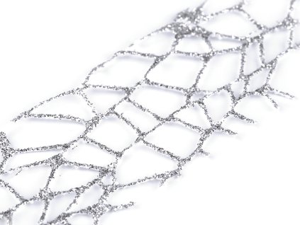 Stuha pavučina s glitry šíře 40 mm vánoční (Balení 9 m, Varianta 1 stříbrná)