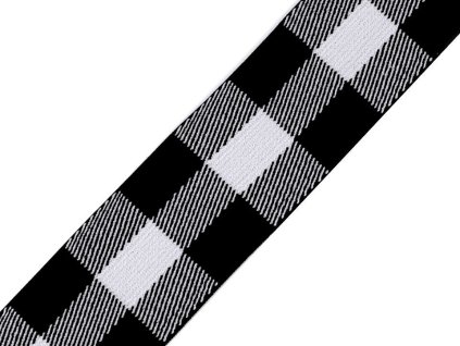 Pruženka měkká káro šíře 40 mm (Balení 1 m, Varianta bílo-černá)
