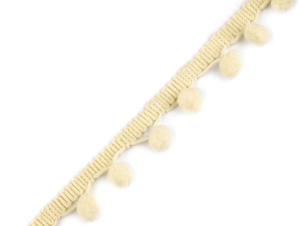 Prýmek šíře 20 mm s bambulkami Ø10 mm (Balení 13.5 m, Varianta 27 bílá)