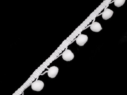 Prýmek šíře 30 mm s bambulkami Ø13 mm (Balení 18 m, Varianta 12 bílá)