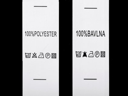 Štítky - složení a prací symboly (Balení 1 návin, Varianta 2 (40°C) bílá polyester)