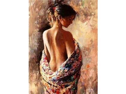 32253 diamantovy obrazek divka v barevnem havu 30 x 40 cm