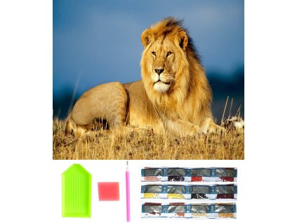 32334 diamantovy obrazek lev kral zvirat 30 x 40 cm