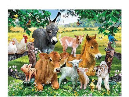 32526 diamantovy obrazek zviratka na farme 30x40cm