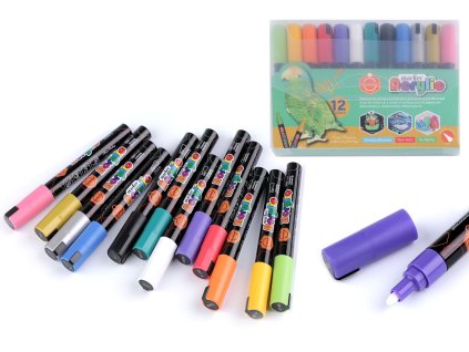 Kreativní akrylový fix / popisovač sada 12 ks, 4 mm (Balení 1 sada, Varianta mix)