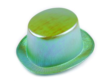 Párty / karnevalový klobouk / cylindr metalický (Balení 1 ks, Varianta 1 modrá azurová AB)