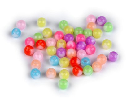 Plastové korálky Ø8 mm se srdíčkem (Balení 10 g, Varianta 1 žlutá světlá)
