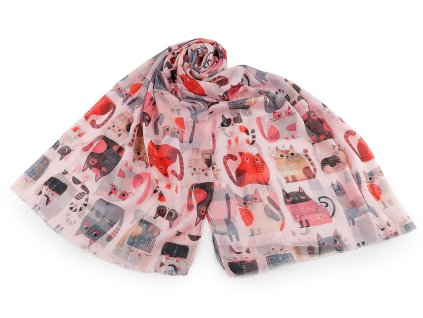 Letní šátek / šála kočky a psi 70x180 cm (Balení 1 ks, Varianta 1 bílá pejsek)