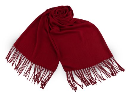 Šátek / šála jednobarevná s třásněmi 65x175 cm (Balení 1 ks, Varianta 1 červená)
