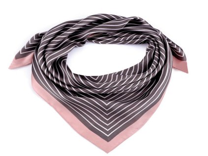 Saténový šátek s jemným proužkem 70x70 cm (Balení 1 ks, Varianta 1 bílá)