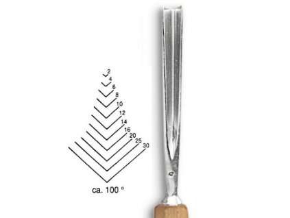 Dláto Stubai tvaru V 100° 5545 (Barva šířka 2mm)