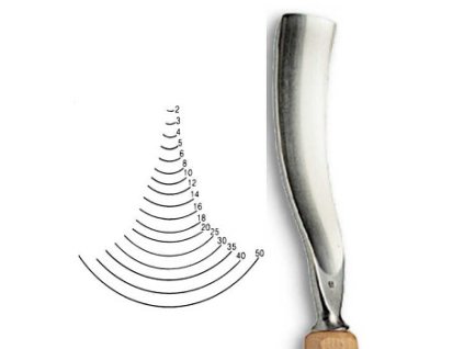 Dláto Stubai tvaru U zahnuté 5516 (Barva šířka 4mm)