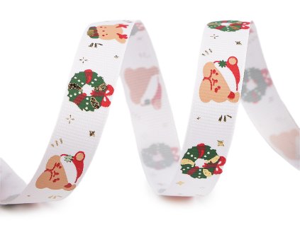 Vánoční rypsová stuha šíře 15 mm (Balení 22.5 m, Varianta bílá)