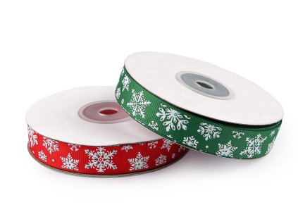 Vánoční rypsová stuha s glitry šíře 15 mm (Balení 22.5 m, Varianta 1 červená)