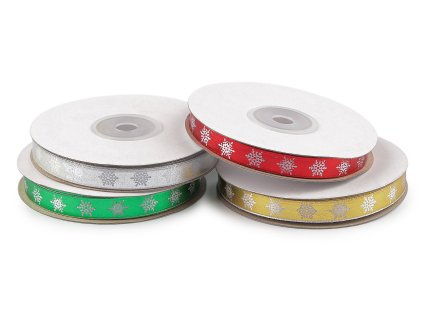 Vánoční stuha metalická vločky šíře 10 mm (Balení 22.5 m, Varianta 1 stříbrná)