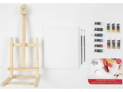 34113 2 akrylova umelecka sada se stojanem 17ks grafix