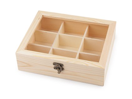 Dřevěná krabička se skleněným průhledem (Balení 1 ks, Varianta přírodní)