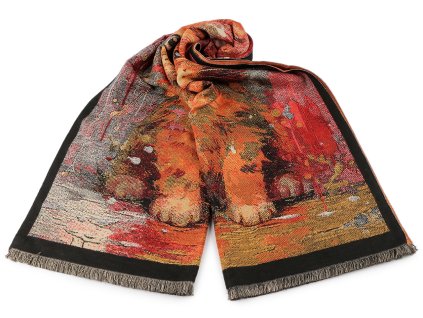 Šátek / šála / pléd s třásněmi 65x190 cm (Balení 1 ks, Varianta 14 oranžová)