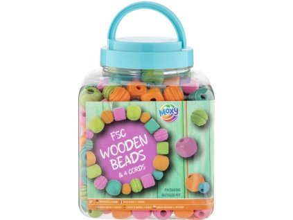 31869 drevene koralky pastelove barvy 400g